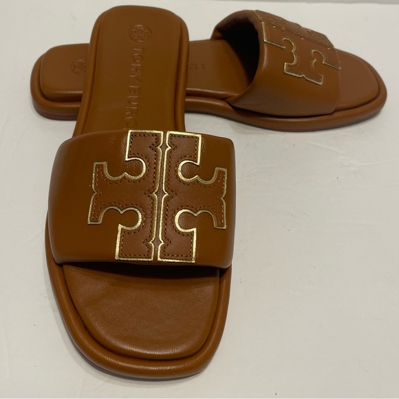 Tory Burch Double T Sport Slides Sandals Size 7 🩴🐻🤎 - Picture 5 of 11